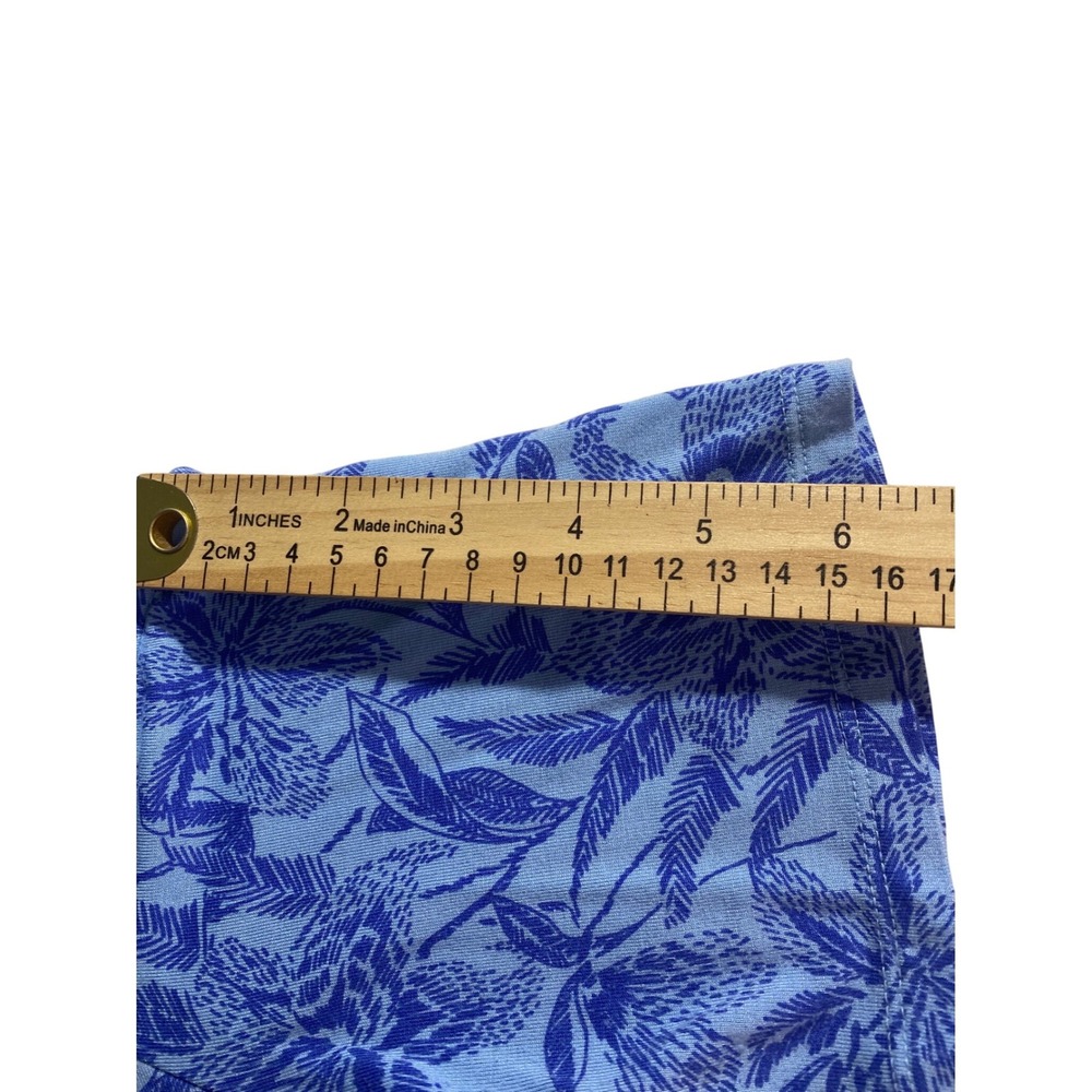 Chico's Cold Shoulder Top Women Size 2 Blue Excellent Floral Tropical Print - Picture 7 of 9